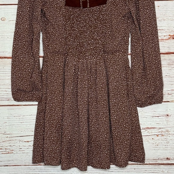 NWT Abercrombie & Fitch Portrait Neck Long Sleeve Polka Dot Mini Dress Sz M - Picture 13 of 16